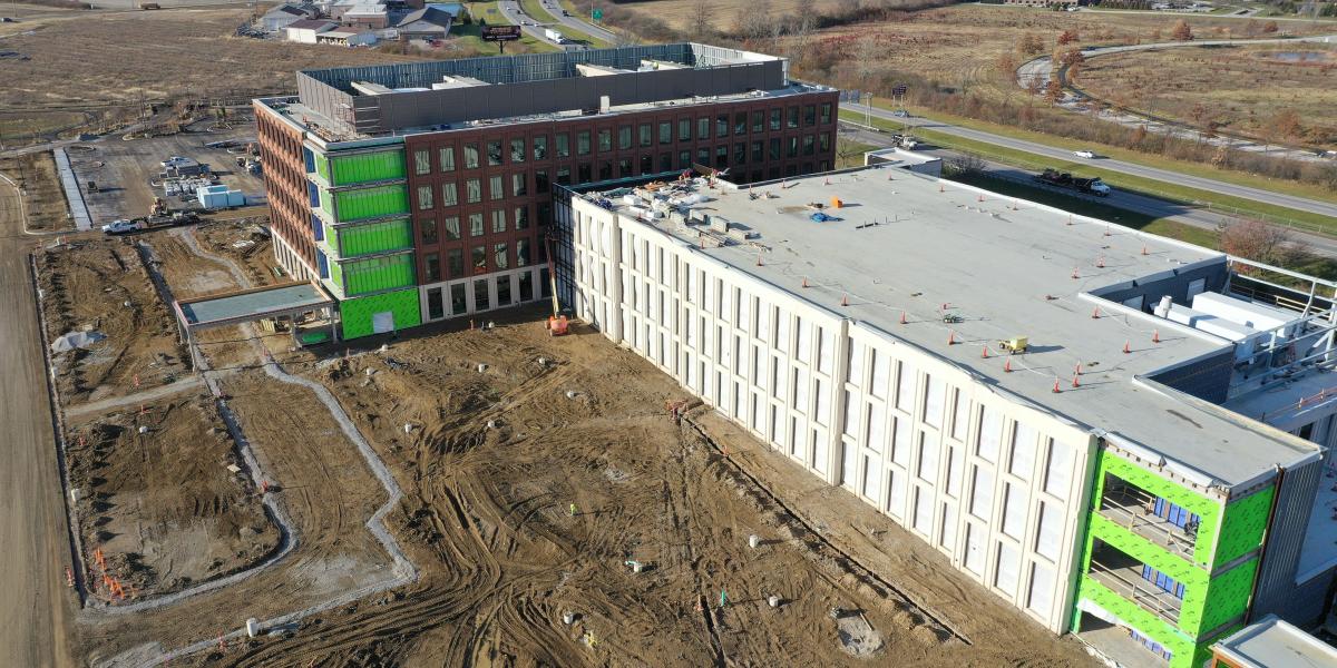 aerial photo of Outpatient Care Dublin facing northwest in January
