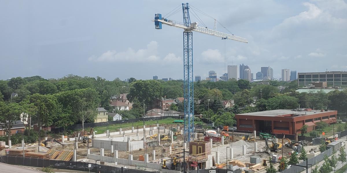 Aerial view of Dodd Garage site