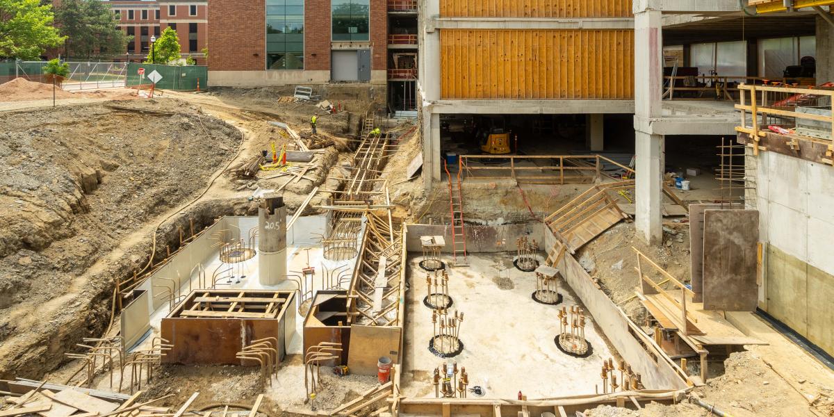 A view of the structural piers being installed underground.