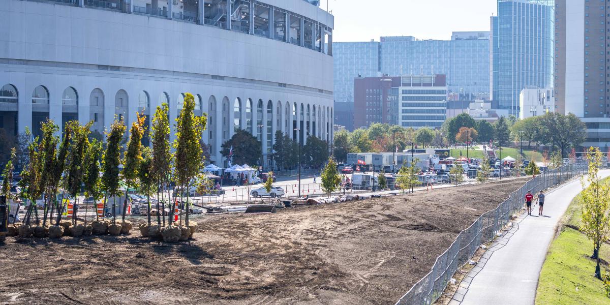 view of west side of Ohio Stadium and Olentangy Trail