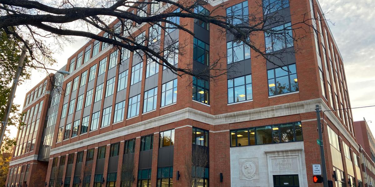 Exterior view of Optometry Clinic and Health Science Faculty Office Building. 